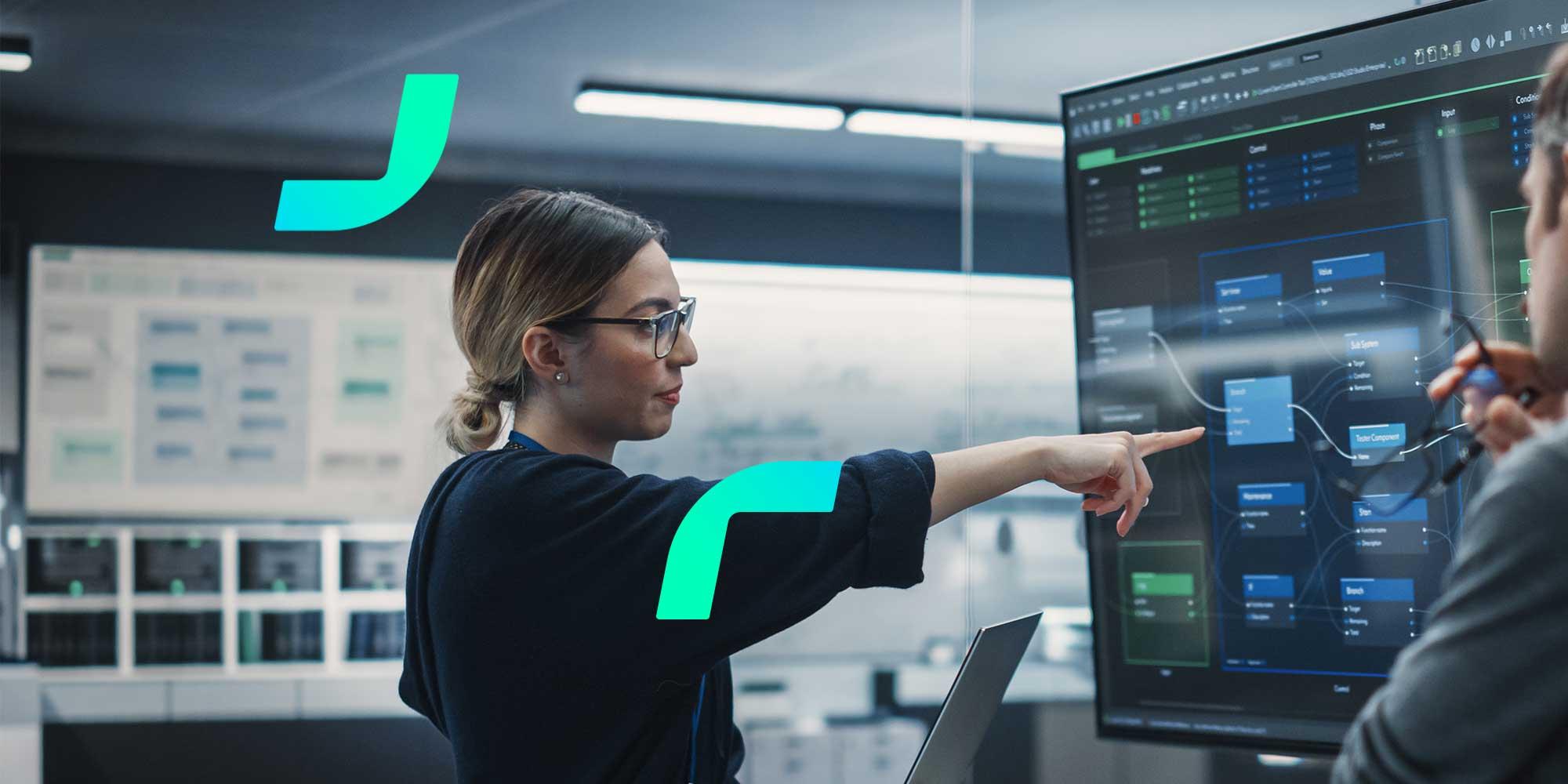 Two people working on an AI project